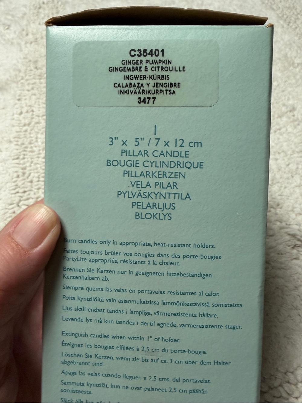 NWT Partylite 3” x 5” Pillar Candle in “Ginger Pumpkin” - Picture 3 of 4